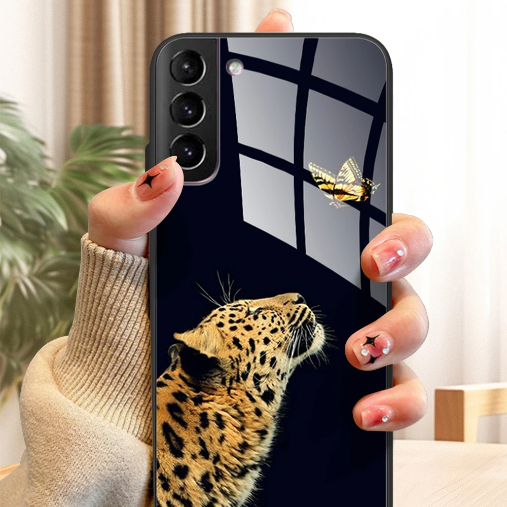 Tempered Glass Case For Samsung Galaxy S22 Plus Phone Cover Cute 