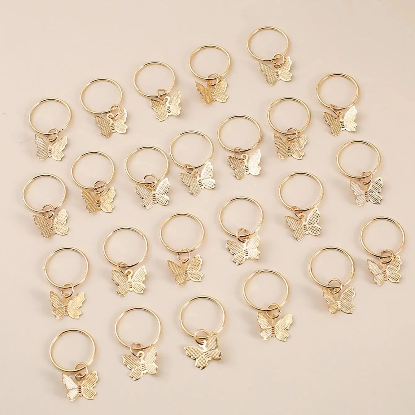 Wig dreadlocks hair accessories 24pcs Wig dreadlocks hair accessories buckle butterfly open hair ring clip vintage hollow braid DIY accessory pendant