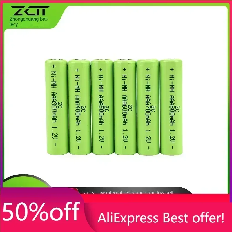 

High Capacity Rechargeable Batteries AAA800mAh, 1.2V Flat Top 7th Battery Pack for Shaver