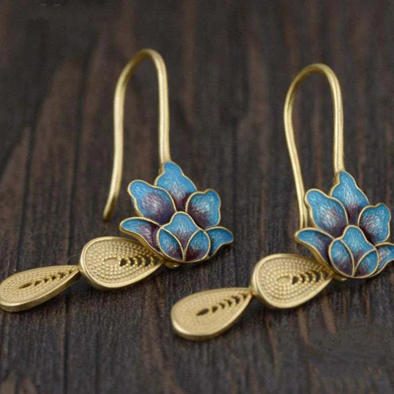 Bohemian Painted Leaf Flower Earrings for Women Tribal Jewelry Handmade Vintage Crystal Dangle Earring Pendientes dangle earrings drop earrings flower earrings pendant earrings crystal earrings