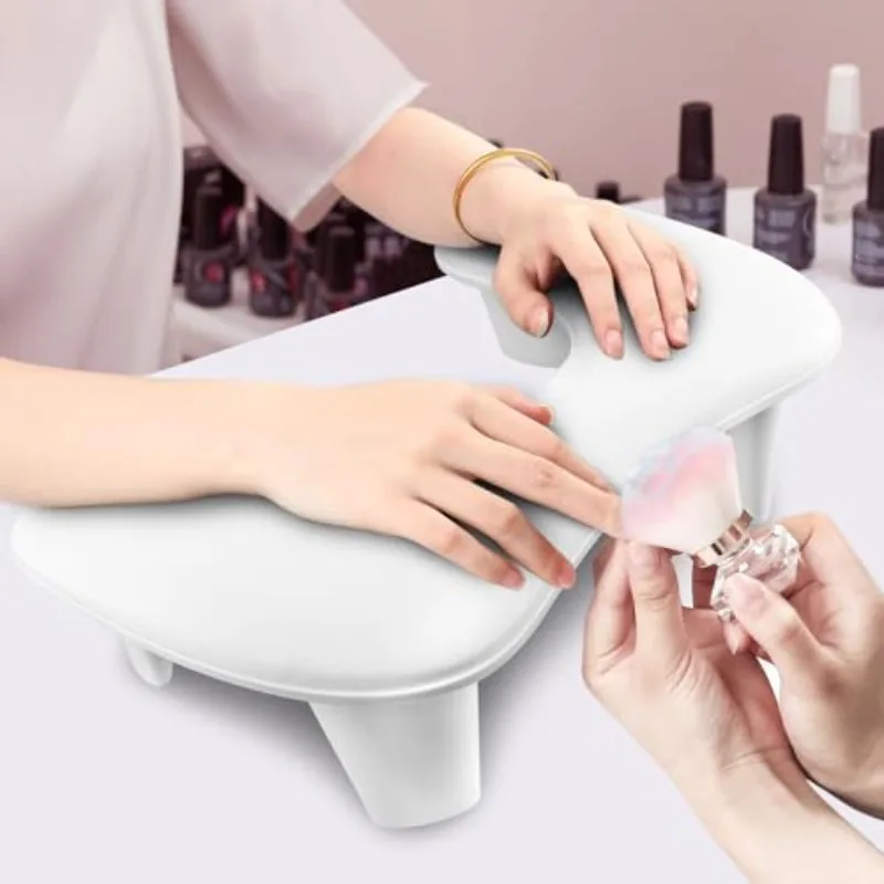 U-Shaped Manicure Arm Rest with Detachable Cushion &ndash; 15&deg; Incline, Non-Slip Hand/Foot Stand for Nail Artists & Salon Use