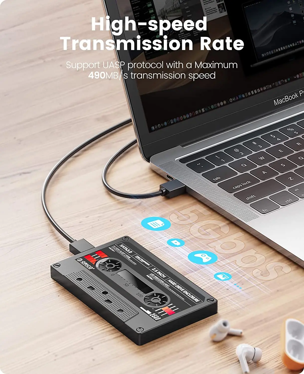 Orico-case de Disco Rígido Externo com Adesivo Faça Você Mesmo Gabinete Hdd Sata para Usb 3.0 tipo c 5gbps 6gbps 25 - Imagem 4