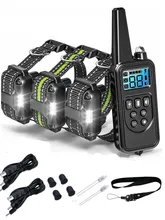  800M Pet Dog Training Collar With Lanyard Remote Electric Shock Vibration Rechargeable Waterproof Blue LCD E Collar For 1/2/3 
