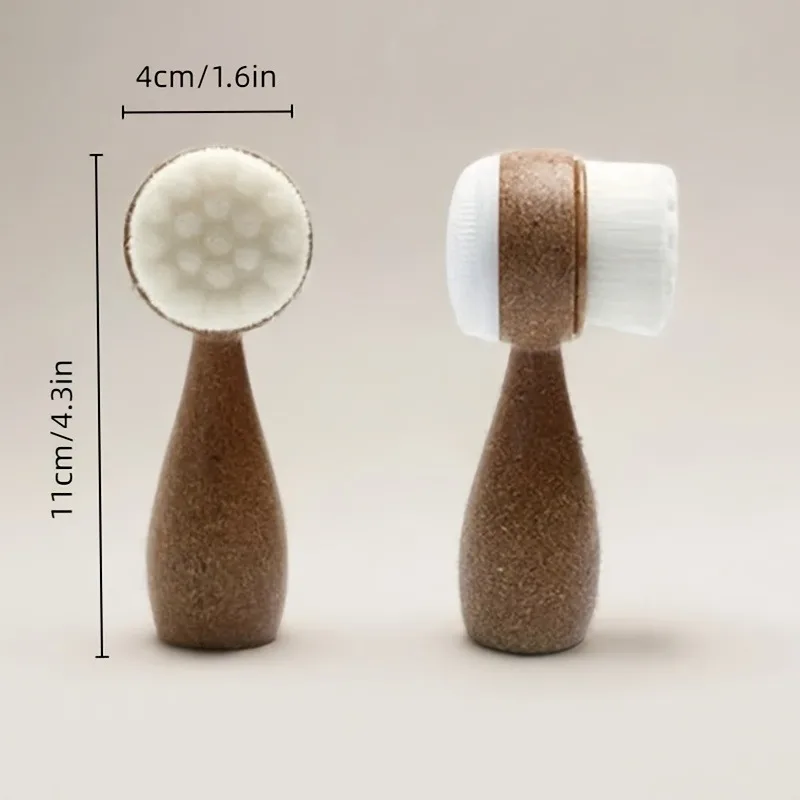 Coconut Fiber Double-Sided Exfoliating Facial Cleansing Brush with Soft Bristles