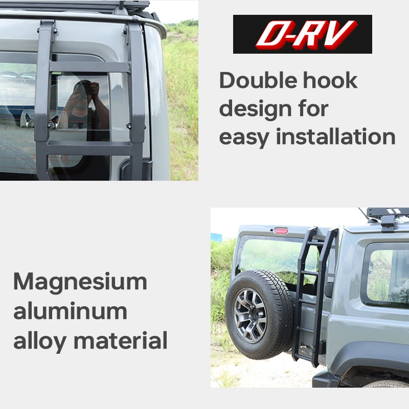 Car Rear Tail Door Ladder Climbing For Suzuki Jimny JB64 JB74W Black Aluminum Exterior Accessories car ladder