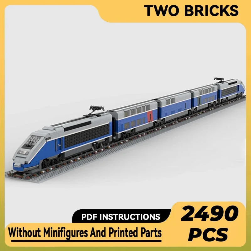 

City Car Model Moc Building Bricks French Double Flat Train Grand Vitesse Technology Blocks Gift Christmas Toy DIY Sets Assembly