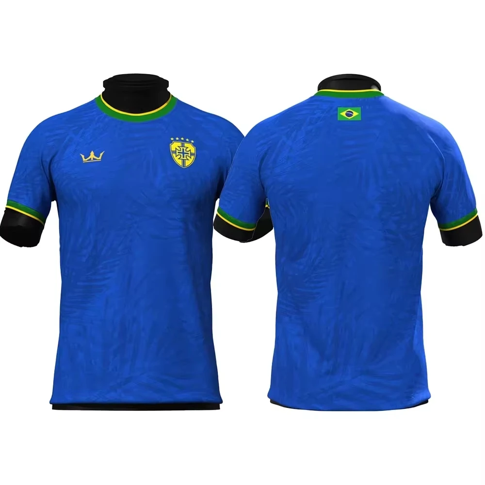 Brazil Men Football T-Shirt Youth Kids Training Soccer Breathable Quick Dry Short Sleeve Uniform Sport Tops Tee soccer jersey