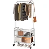Laundry Basket with Wheels Rolling Laundry Hamper Laundry Sorter Cart Shelf Hanging Rack,Grey 1