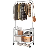 Laundry Basket with Wheels Rolling Laundry Hamper Laundry Sorter Cart Shelf Hanging Rack,Grey 1