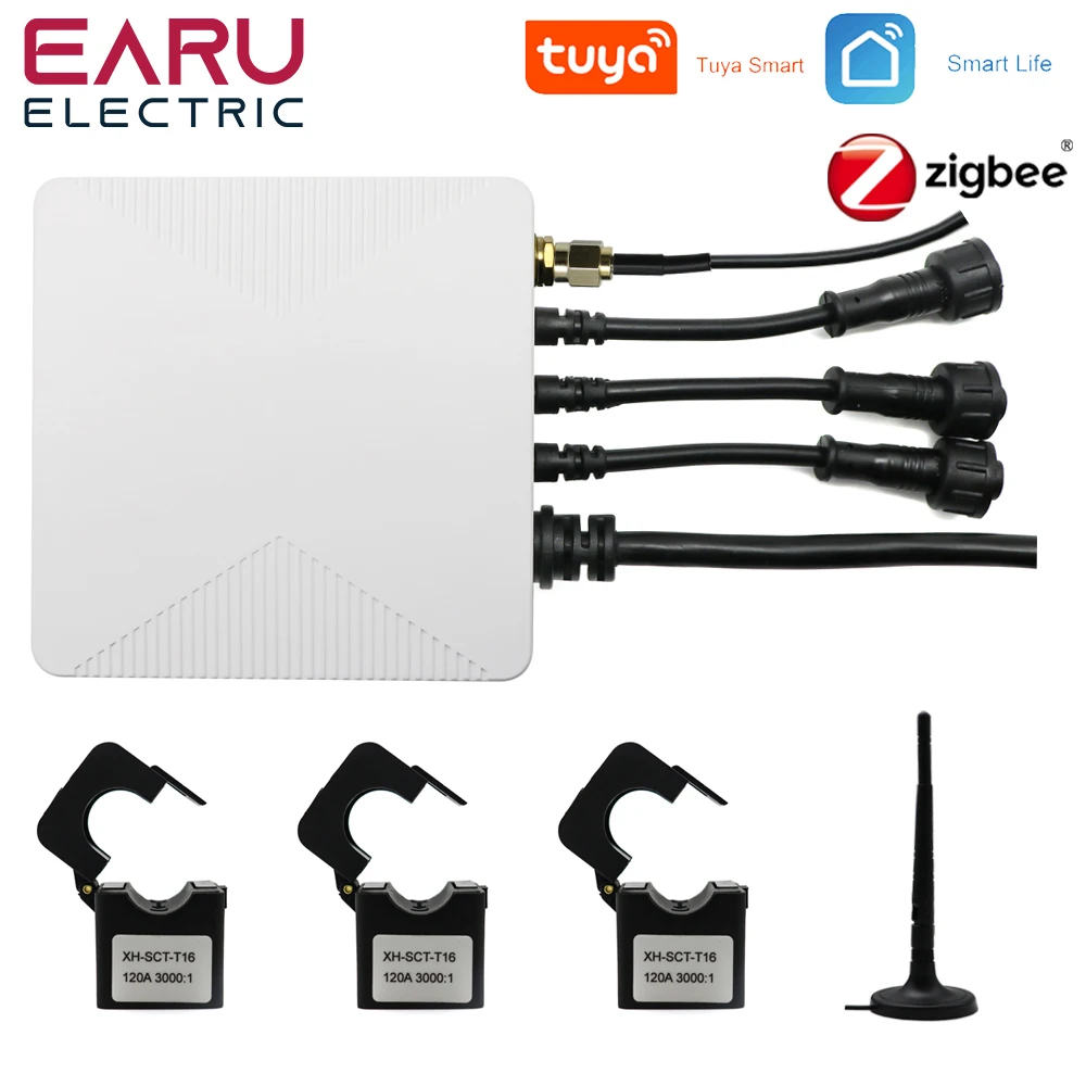 Tuya Wifi Zigbee Smart Energy Meter Kwh Power Monitor 3 Fasi Monofase 500A 300A 200A 120A 80A Morsetto Trasformatore Di Corrente