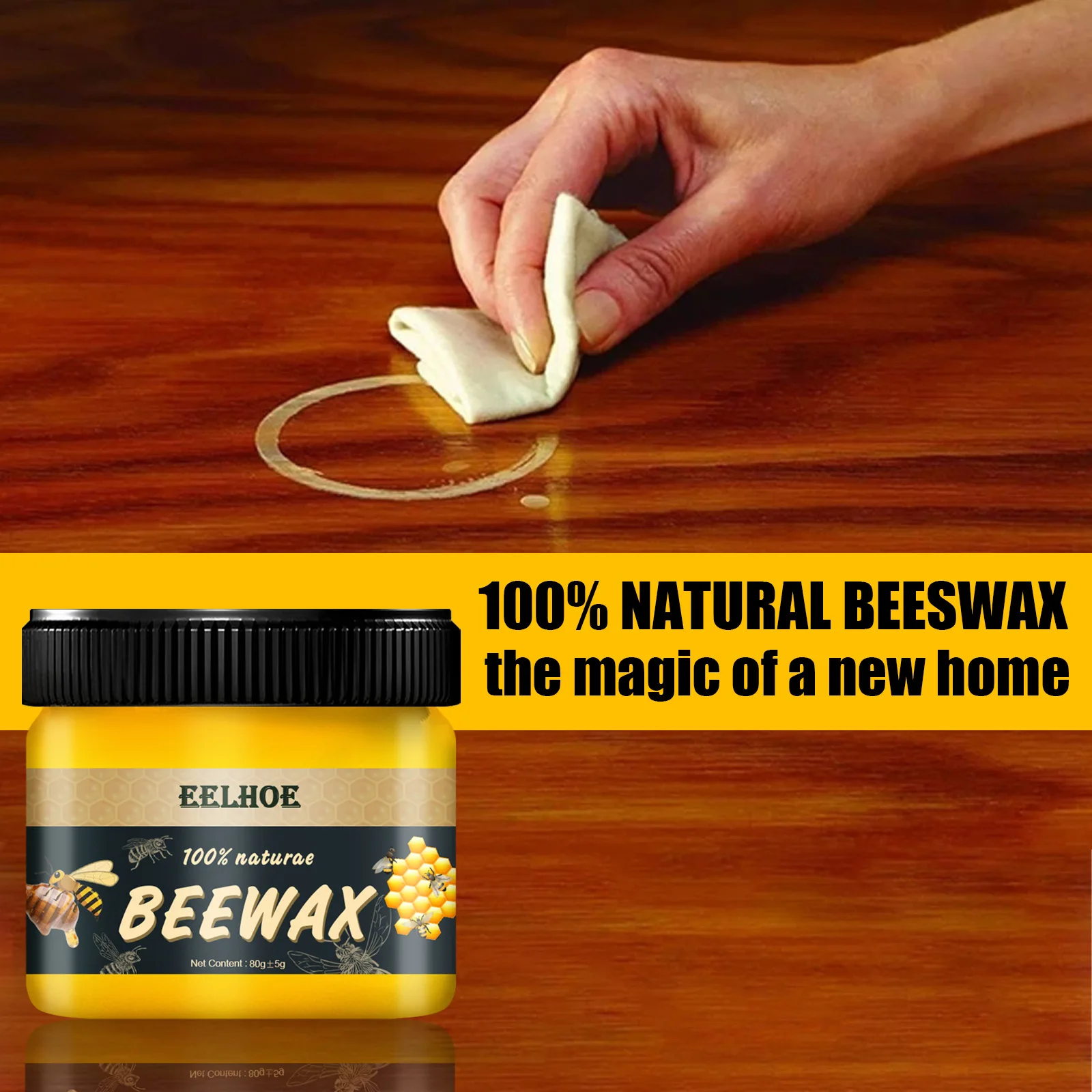 Wood Care Wax Solid Wood Furniture Polishing Seasoning Natural Beeswax Polisher Waterproof Furniture Care Maintenance Beeswax 3