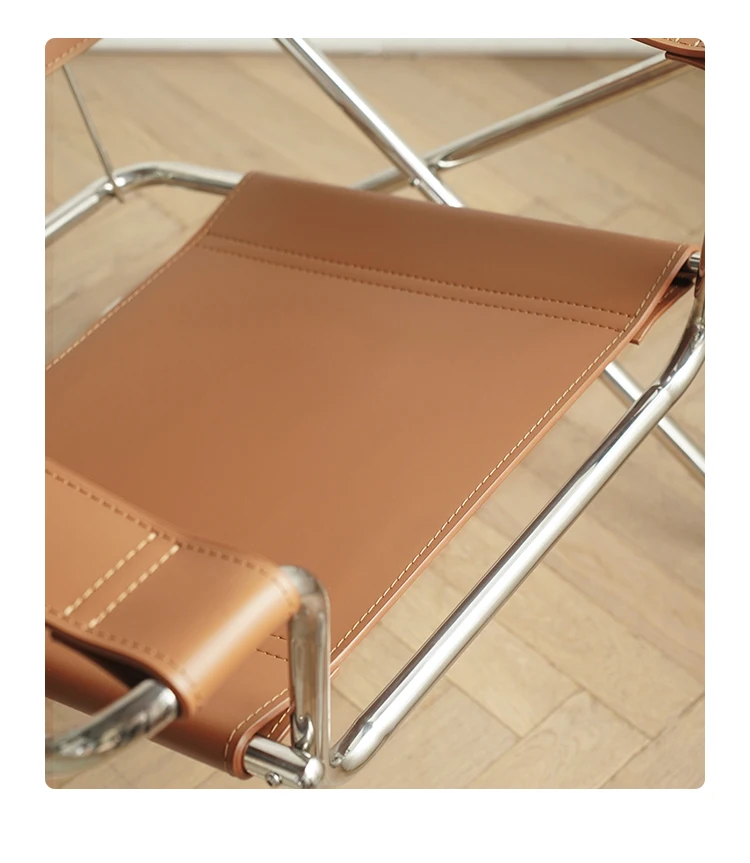 Vasily Folding Chair Leisure Lounge Single Sofa Soft Modern INS Classic Saddle Sofa Lazy Stainless Steel Chair Armchair