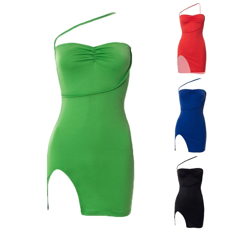 

Women's Split Bodycon Dress Elegant Evening Dress Sexy Irregular Tube Top Dress