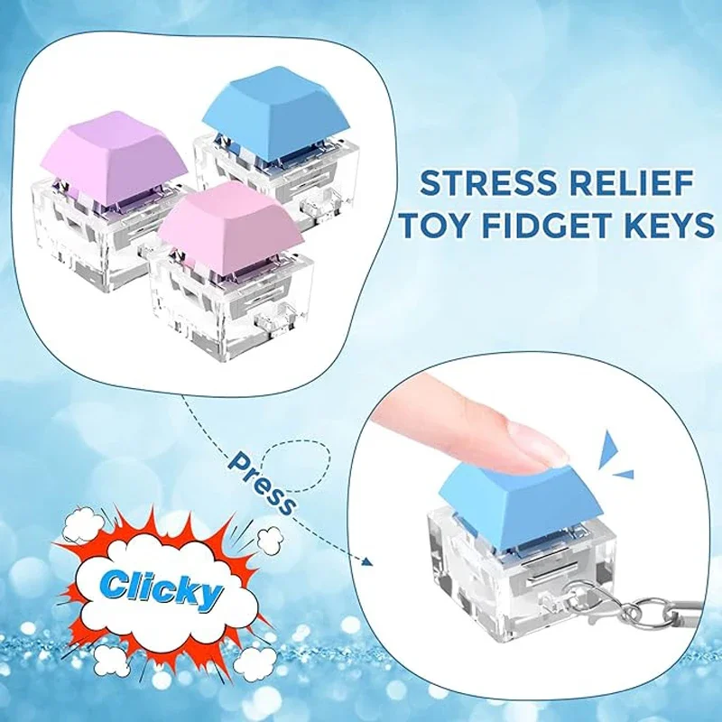 Single Key Keyboard Fidget Toys with LED Light Press Stress Relief Keyboard Caps Button Keychain Finger Toys fidget toy sensory fidget toy anti stress toy