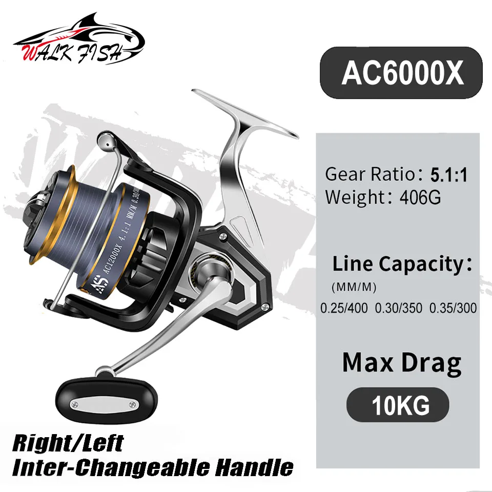 WALK FISH Metal Fishing Reel Spinning Reels Sea Boat Equipamentos Carp Drag  8-13kg 5+1BB Carretilha De Pesca Accesorios - AliExpress