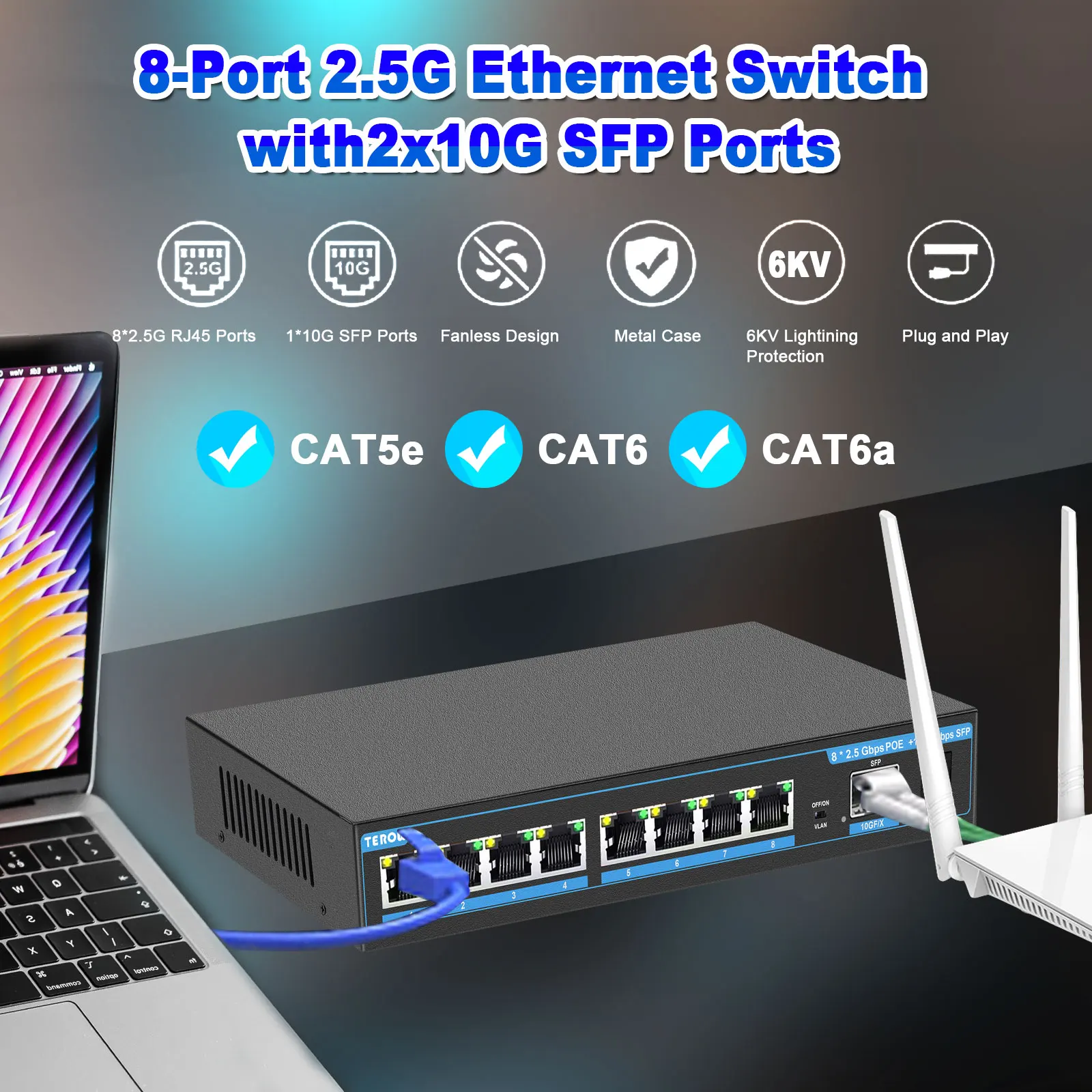 Roteador Wi-Fi, Aplicativo sem fio, 10G SFP