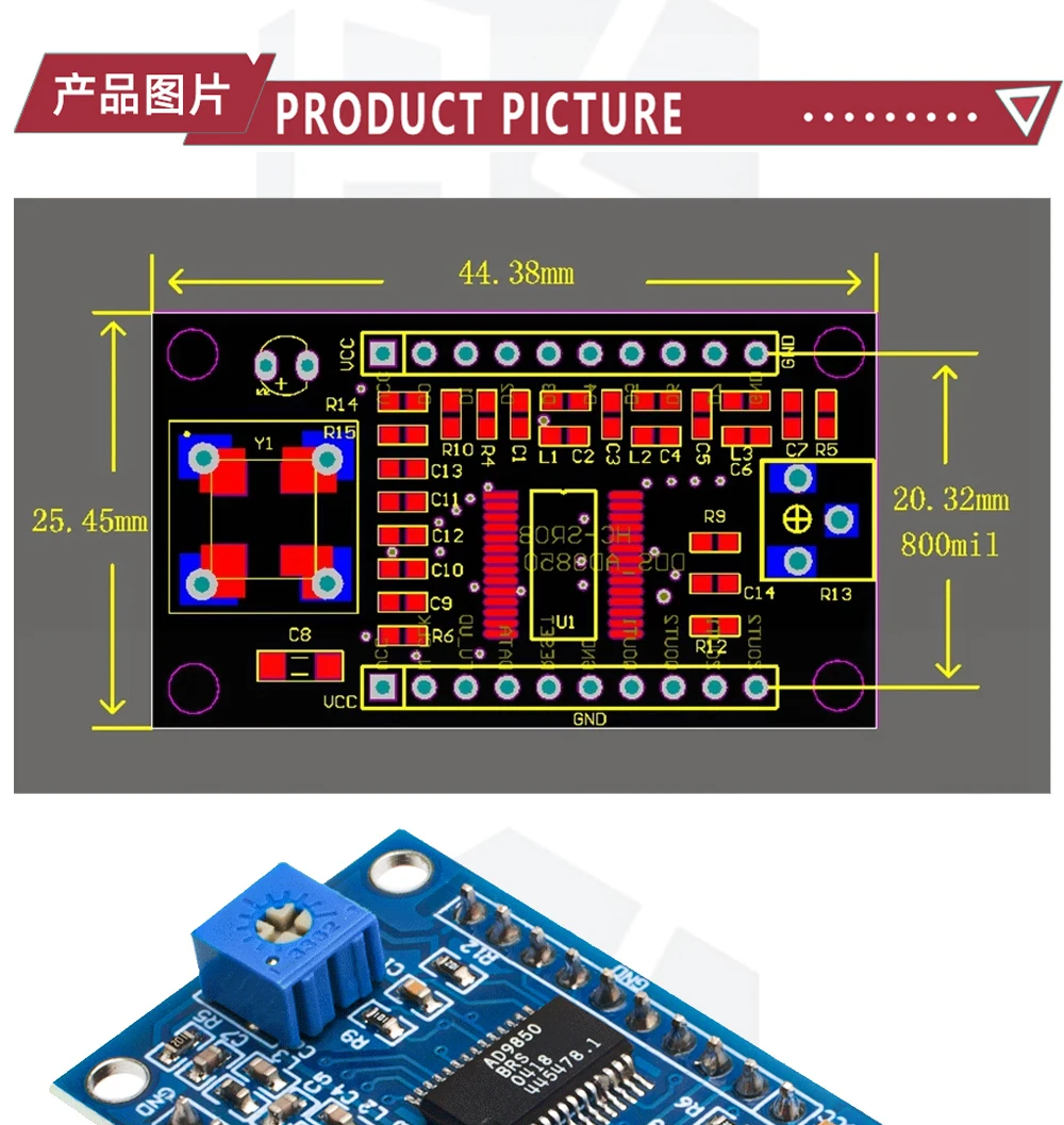 DDS Signal Generator Modul Entwicklung Bord 0-70MHz 0-40MHz AD9850 2 Sinus Welle und 2 platz Welle – Detail 4