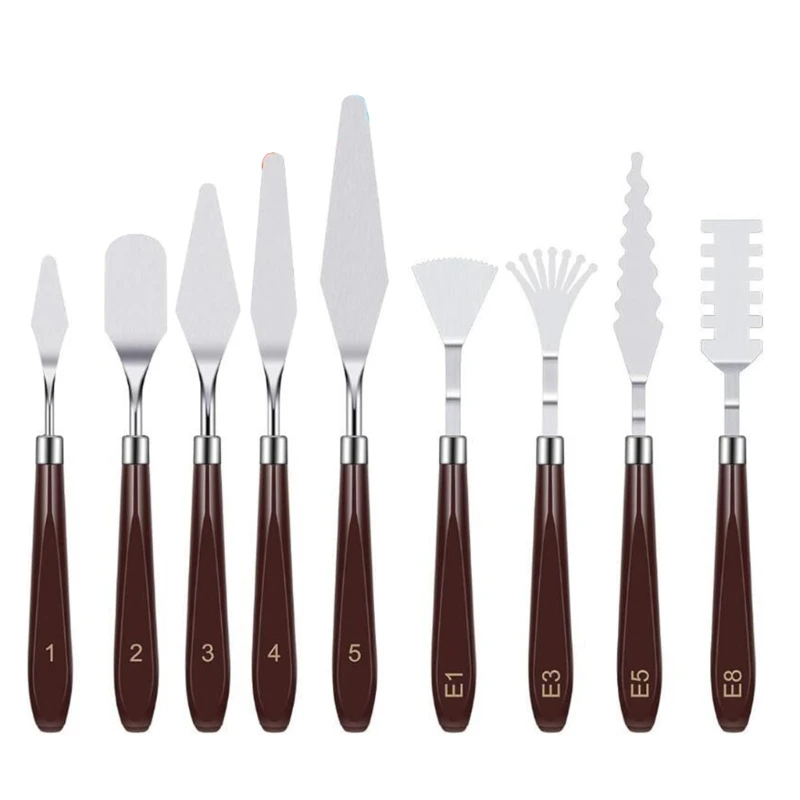 

9x набор ножей для рисования акрилом, набор шпателей для рисования из нержавеющей стали, гибкий художественный инструмент для