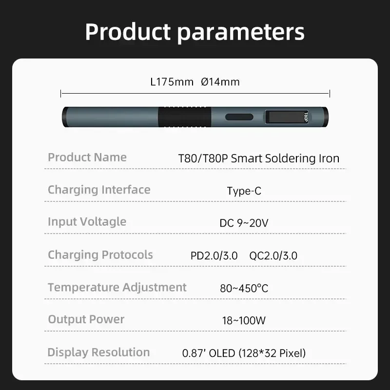 ALIENTEK T80 T80P Smart Soldering Iron PD 65W QC Adjustable Constant Temperature Portable Electric Welding Repair Tools 5