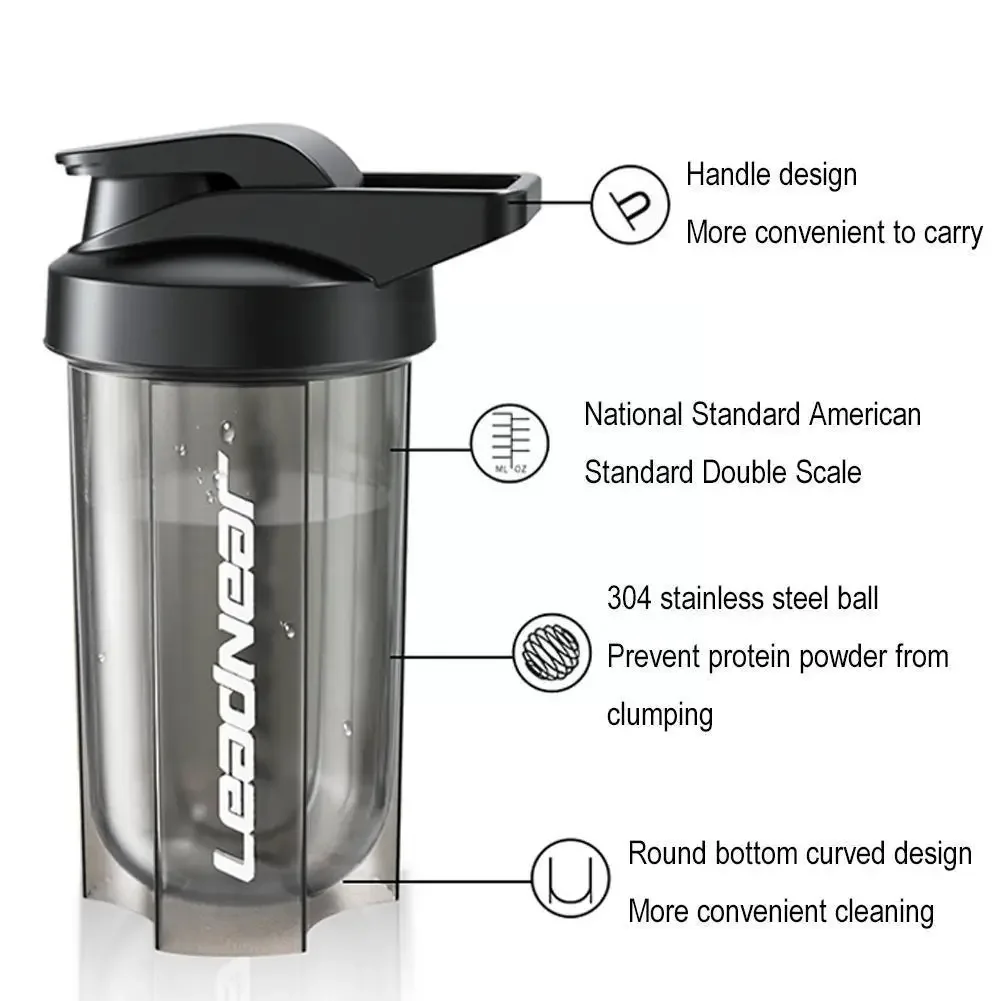 Portable Leak-Proof Protein Shake and Fitness Mixing Bottle