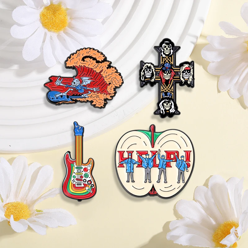 2-7 Stück/Set Zurück in die Zukunft Retro Zeitmaschine Emaille-Pins Rockband Punk Totenkopf Kreuz Anime Spiel Hund Brosche Taschenabzeichen Schmuck Geschenk – Detail 9