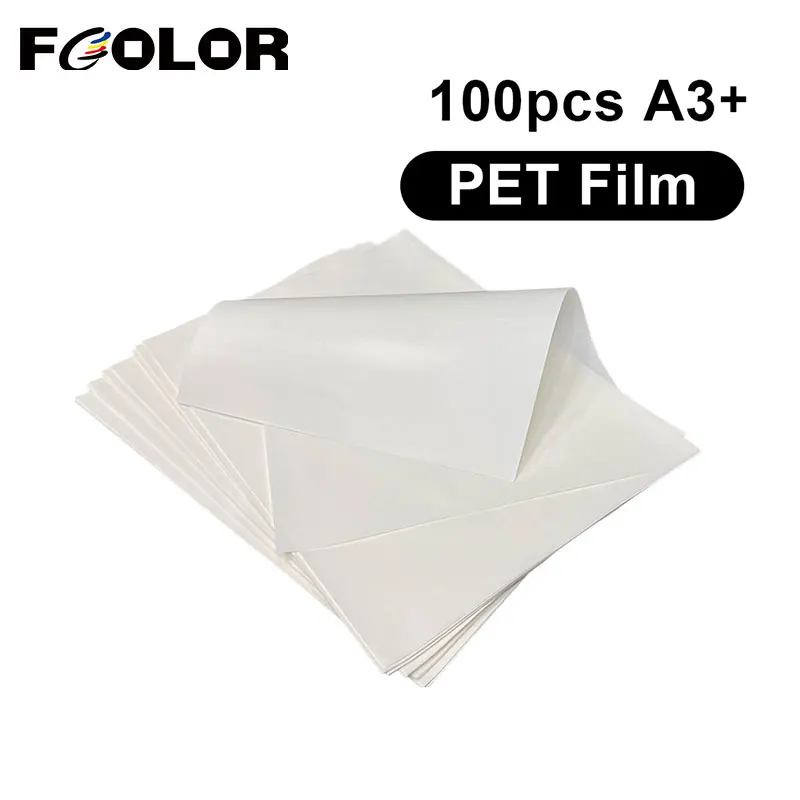 

Fcolor Wholesale A3+ Hot Peel Double Sided Coated PET Film Paper DTF Heat Transfer Film for Epson A3 L1800 DTF Inkjet Printer