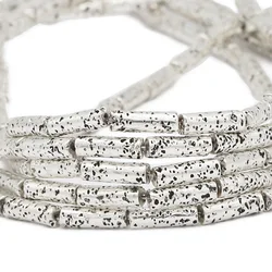 Rose Gold Plated Lava Stone Cylinder Beads - 13x4mm 28pcs (Antique Silver)