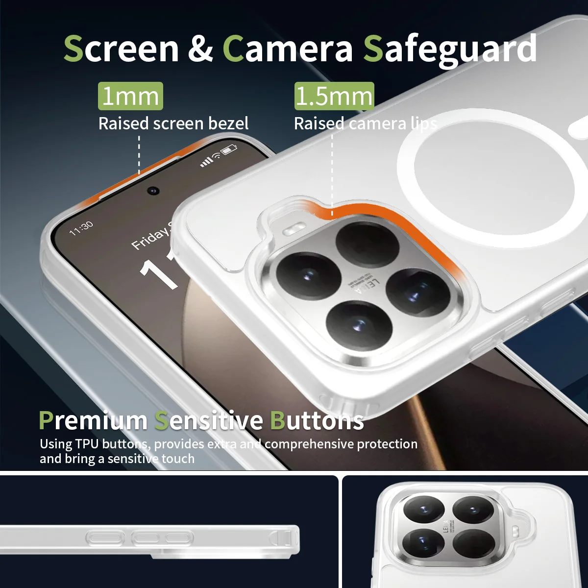Magnetic Matte Translucent Shockproof Case with PC+TPU Protection & Magsafe Wireless Charging Compatibility