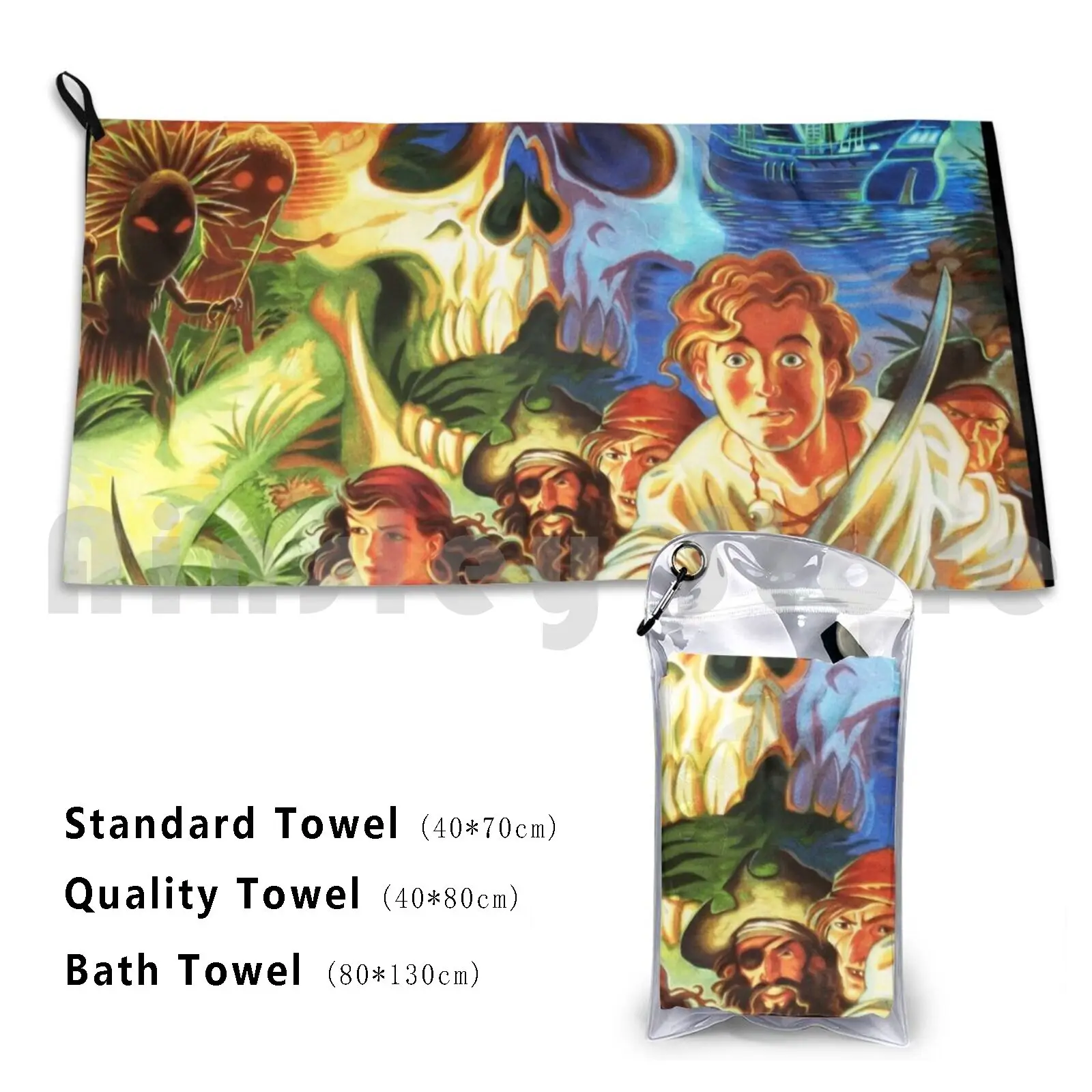 Asciugamano Monkey Island Hat Monkey Island Retro Pixel Pirate Etebrush Lechuck Secret