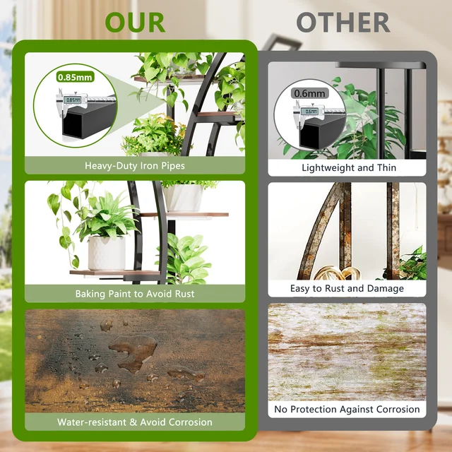 Curved Shape multi-functional metal display stand for plants