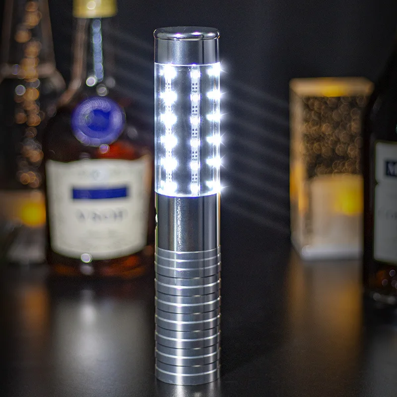 Gold silver rechargeable Led champagne crown light stick metal strobe baton bottle topper sparklers for party celebration decor