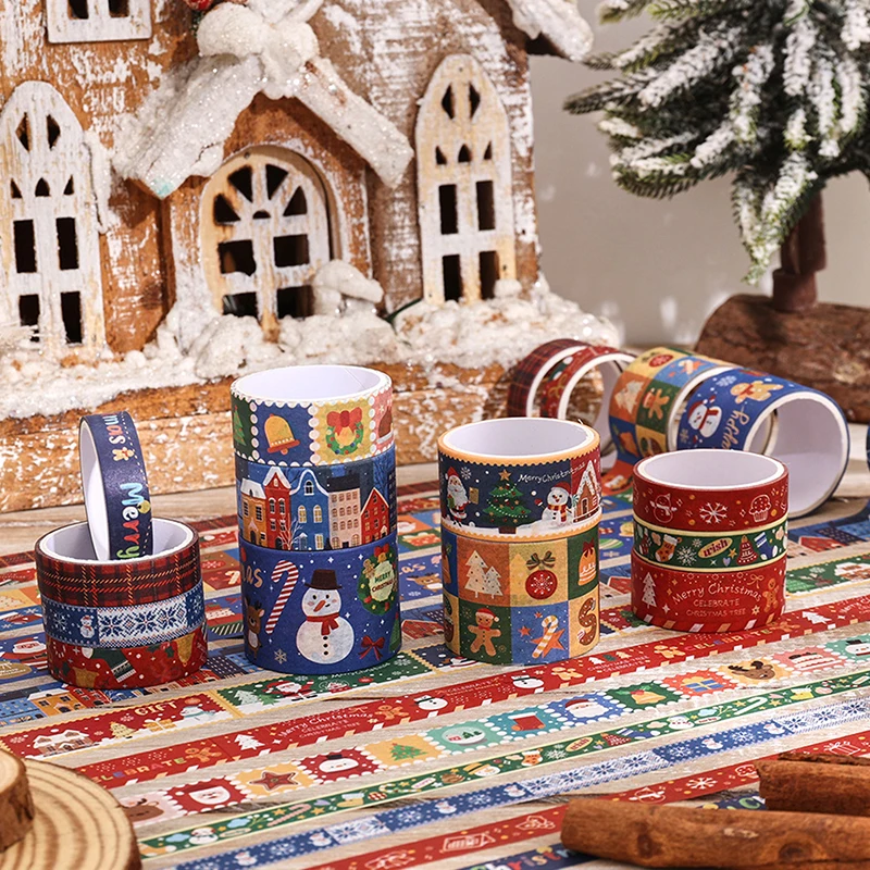 Washi Tape Decoration Tape Decorative Tape Adhesive Tapes Adhesive Tape 6/12Rolls Christmas Washi Tape Set Xmas Decorative Scrapbooking Santa Claus Tape Decorative Masking Adhesive Tapes
