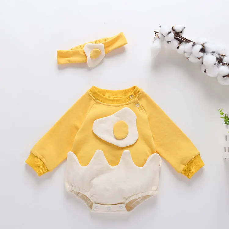 Baby Clothes Infant Girls Toddler Baby Cartoon Egg Short Sleeved Romper