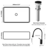 KEMAIDI Bathroom Sink Faucet Set Rectangle 24"x16" Big Black Vessel Sinks for Bathroom Hotel Vanity Sink Above Counter Basin 6