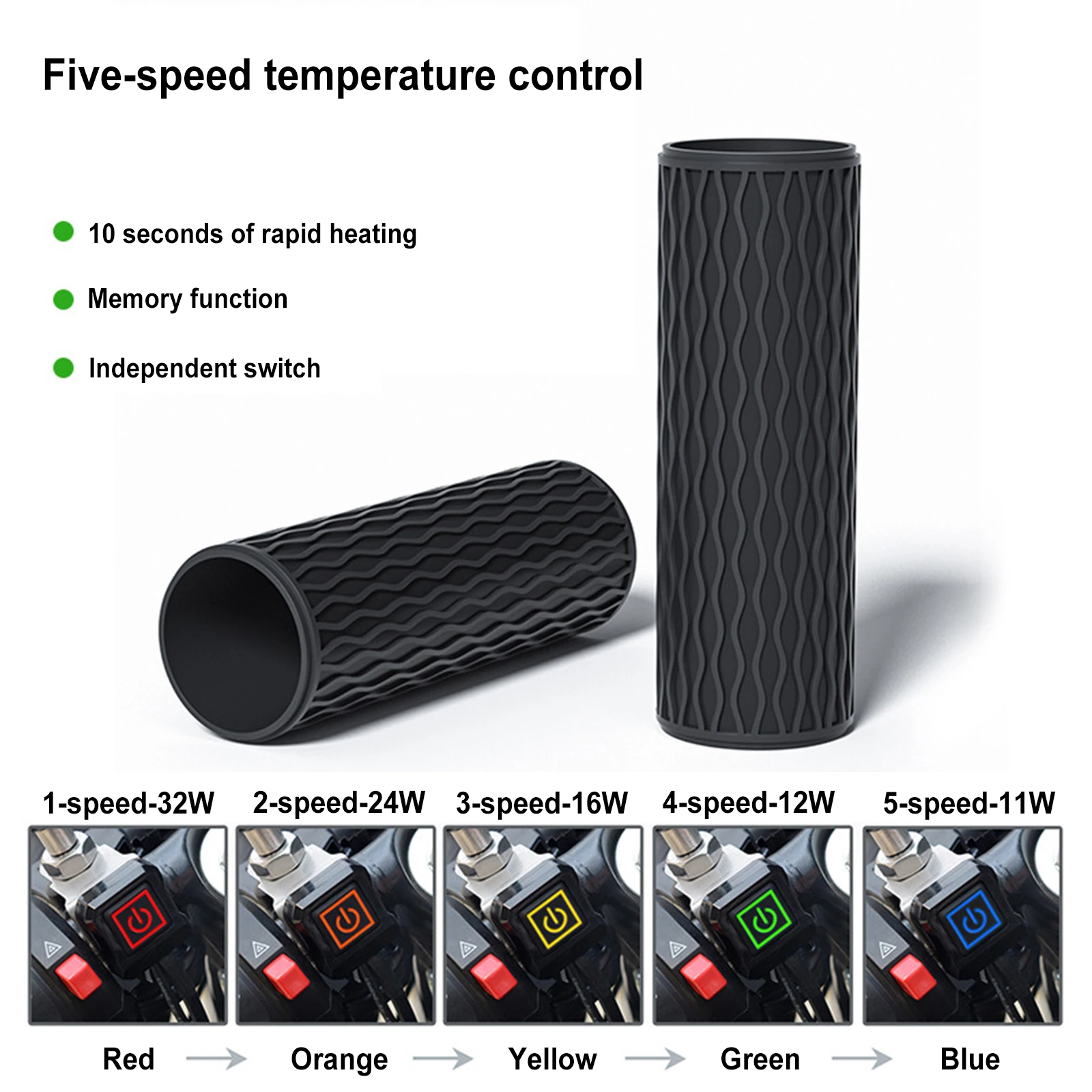 

5-speed Motorcycle Heat Handlebar Non-Slip Handle Silicone Sleeve Handlebar Covers Temperature Control Electric Handlebar Cover