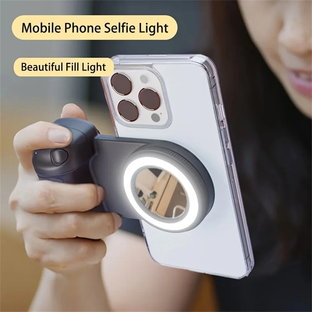 2025 MagSafe Smartphone Shutter Grip Bluetooth Selfie Handle Camera Photo Stabilizer With Fill Light For IPhone Android_voghion.com