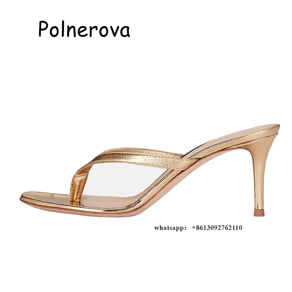 Flip Flop Slippers Thin Heels Slip On Women's Shoes Summer Casual Solid Real Patent Leather Ladies Large Size Fashion Shoes