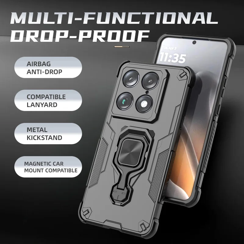 Magnetic Protective Case with Rotation Ring Kickstand and Multi-Layer Protection