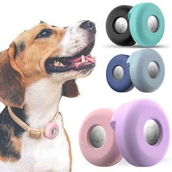 Dog Collar Holder for AirTag, Silicone Pet Collar Case for Airtags with Cat Dog Collars Charms Harness Backpack Accessories