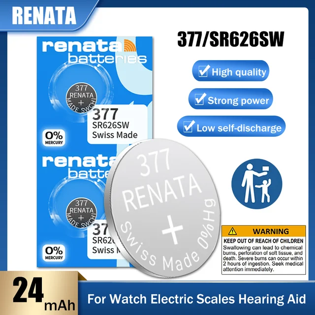 Renata 377 Replacement Cells for Watches Sold Individually