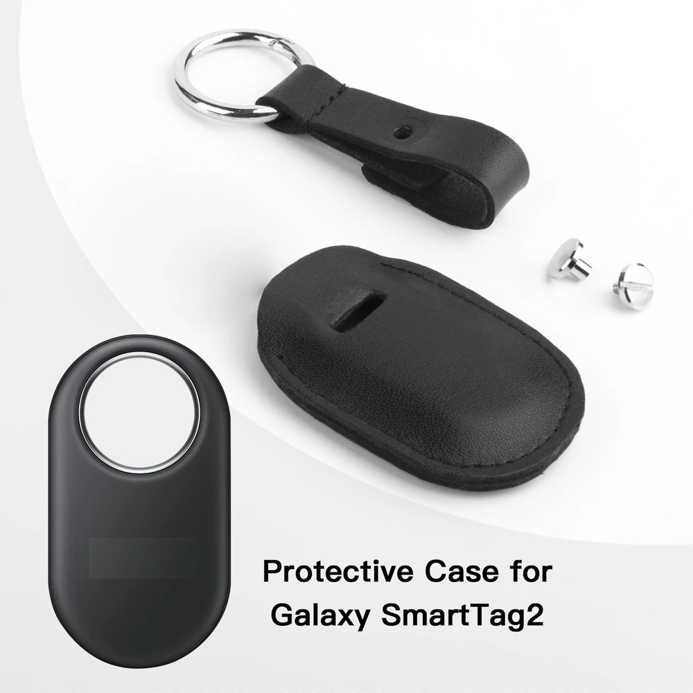Premium Leather Protective Case with Keychain - Anti-Lost & Anti-Scratch Cover Holder for Smart Tag Accessories