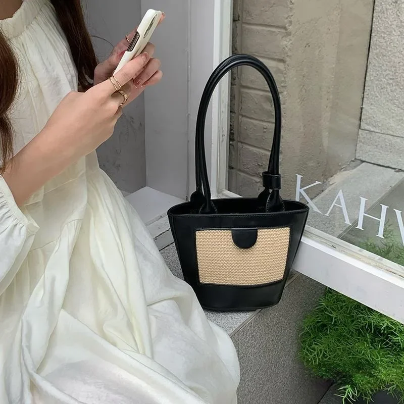 

Соломенная ручная сумка-кошелек с изображением лесных групп, плетеная Сумочка для мобильного телефона, пляжная сумка-клатч для отдыха, Женская богемная сумка