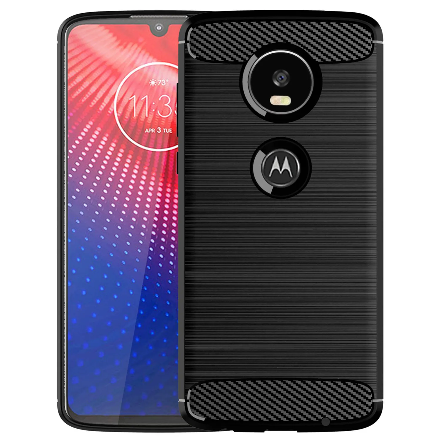 Silicone Case for Motorola Z4 Force moto z4 play x4 Carbon Fiber Phone