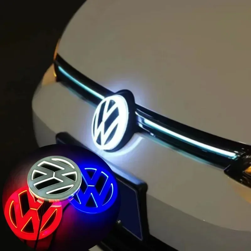 Car Emblem Sticker 11cm LED Car Front Rear Emblem Badge Sticker For VW Polo Golf Jetta Beetle CC Tiguan Touran Passat MK7 MK5 B5 B6 Accessories