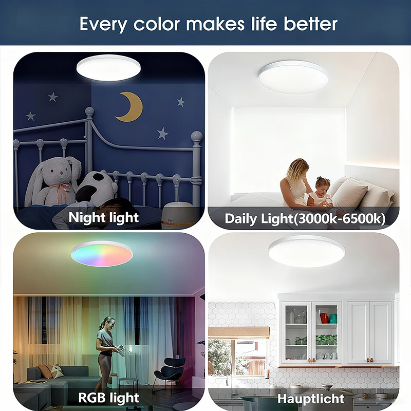 Tuya Smart WiFi Ceiling Light 24W 220V RGB Circular Round Ambient Lamp APP Control Voice Control Alexa Home For Indoor Light