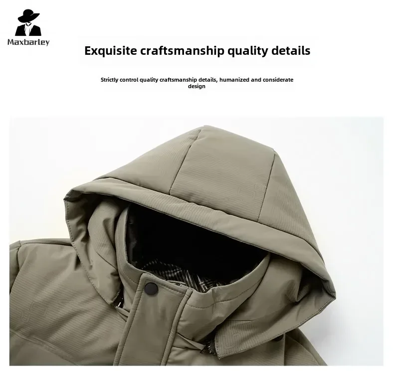 Brand Winter Down Jacket Men's high quality Thick Waterproof Hooded White Duck Down Coat Men Casual Zipper Pocket Puffer Jacket