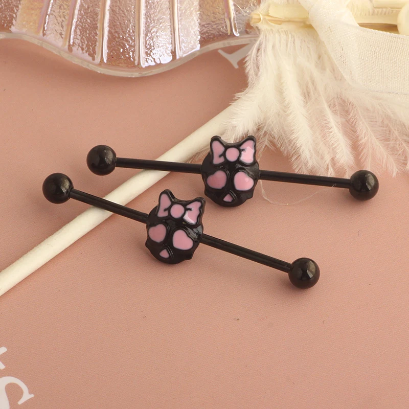 14 Gauge Surgical Steel Industrial Barbell Ring Ear Straight Barbell Stud Cartilage Earring Helix Body Piercing Jewelry 14G