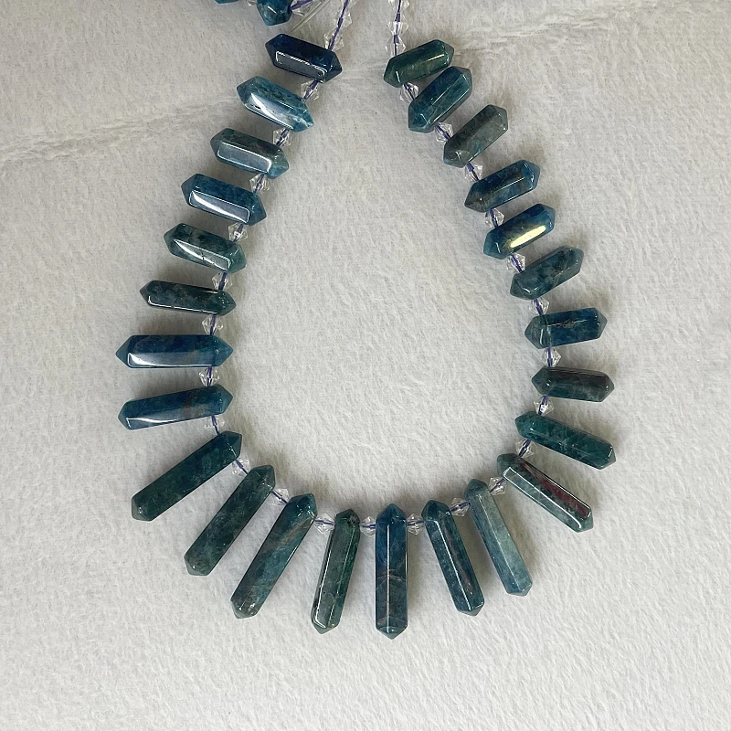 Natürliche aquamarin blaue Mond Stein Quarz Kristall sechseckige Säule lose Perlen Schmuck machen Ohrringe Halskette Armband – Detail 19
