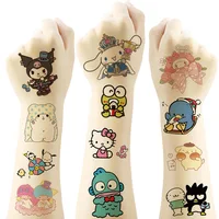 Sanrio Hello Kitty Cat Tattoo Sticker Kuromi Mymelody Tattoos Cinnamoroll Stickers Cosplay Decor Temporary Waterproof Art Tattoo 2