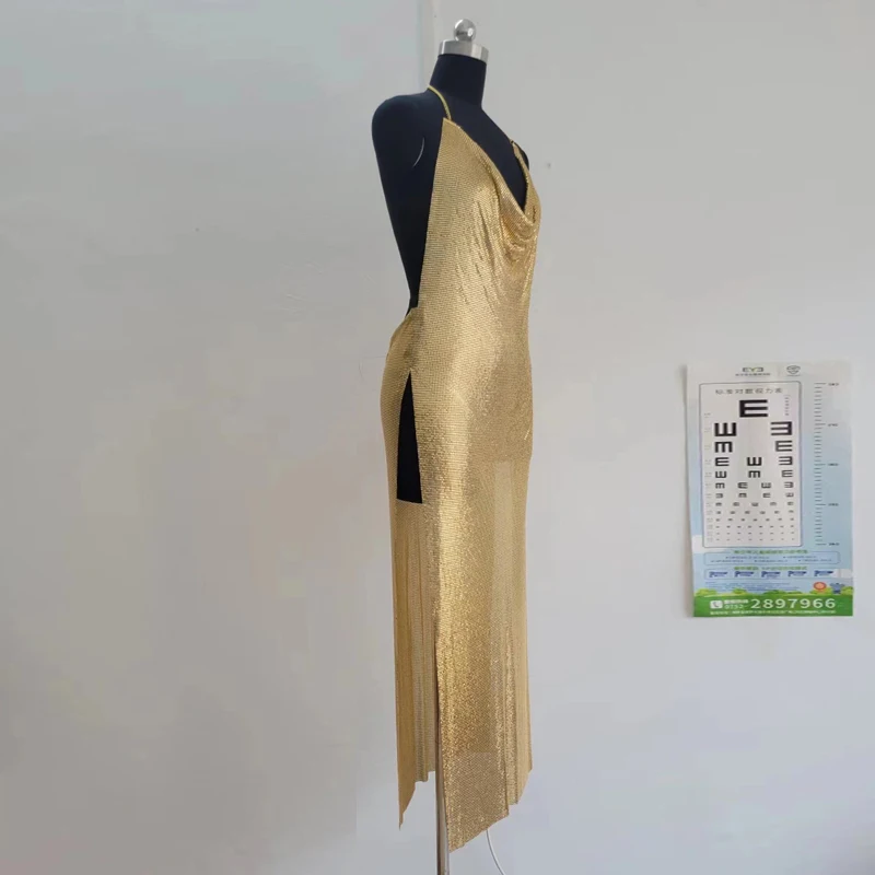 Handgefertigtes rückenfreies Metallkleid, Körperkette, Zubehör, Neckholder, Geburtstagsparty-Kleid, 2024, Sommer, Halloween, Festival, Y2K, hübsche Roben – Detail 12